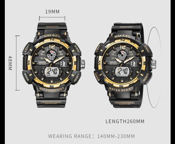 FANMIS Mens Analog Digital Sports Watch Large Face Outdoor Sports Waterproof Military Wrist Watches with Date Multifunction Tactics LED Army Watch Backlight Stopwatch (Black) - Image 11