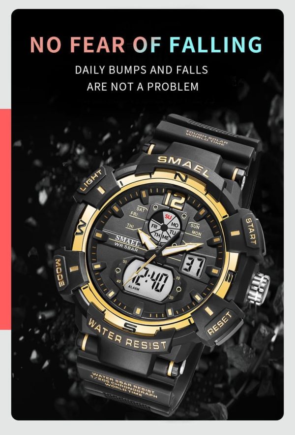 FANMIS Mens Analog Digital Sports Watch Large Face Outdoor Sports Waterproof Military Wrist Watches with Date Multifunction Tactics LED Army Watch Backlight Stopwatch (Black) - Image 12
