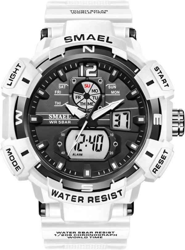 FANMIS Mens Analog Digital Sports Watch Large Face Outdoor Sports Waterproof Military Wrist Watches with Date Multifunction Tactics LED Army Watch Backlight Stopwatch (Black) - Image 15