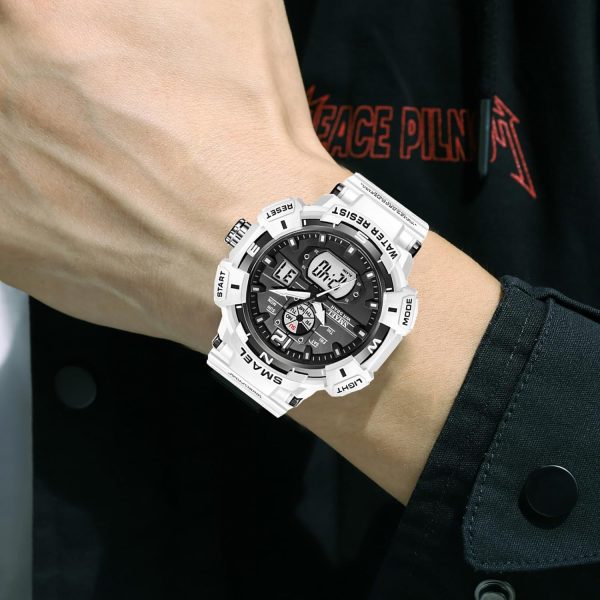 FANMIS Mens Analog Digital Sports Watch Large Face Outdoor Sports Waterproof Military Wrist Watches with Date Multifunction Tactics LED Army Watch Backlight Stopwatch (Black) - Image 19