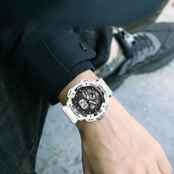FANMIS Mens Analog Digital Sports Watch Large Face Outdoor Sports Waterproof Military Wrist Watches with Date Multifunction Tactics LED Army Watch Backlight Stopwatch (Black) - Image 20