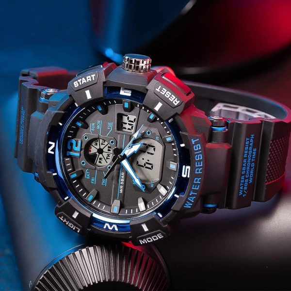 FANMIS Mens Analog Digital Sports Watch Large Face Outdoor Sports Waterproof Military Wrist Watches with Date Multifunction Tactics LED Army Watch Backlight Stopwatch (Black) - Image 23