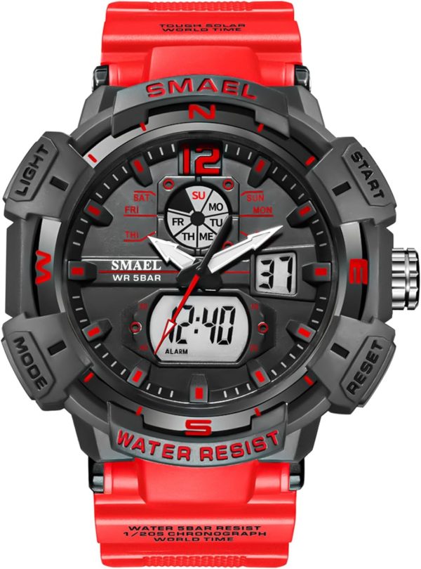 FANMIS Mens Analog Digital Sports Watch Large Face Outdoor Sports Waterproof Military Wrist Watches with Date Multifunction Tactics LED Army Watch Backlight Stopwatch (Black) - Image 29