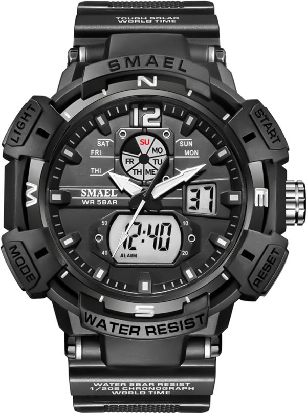FANMIS Mens Analog Digital Sports Watch Large Face Outdoor Sports Waterproof Military Wrist Watches with Date Multifunction Tactics LED Army Watch Backlight Stopwatch (Black) - Image 36