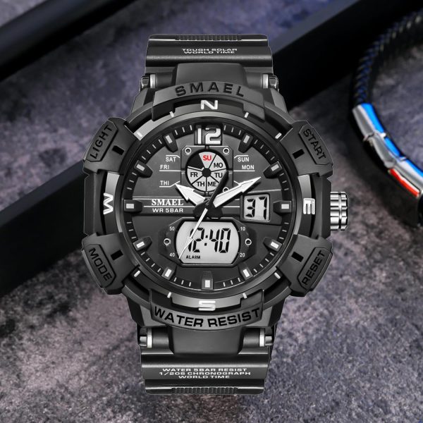 FANMIS Mens Analog Digital Sports Watch Large Face Outdoor Sports Waterproof Military Wrist Watches with Date Multifunction Tactics LED Army Watch Backlight Stopwatch (Black) - Image 37