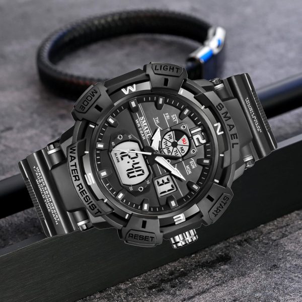 FANMIS Mens Analog Digital Sports Watch Large Face Outdoor Sports Waterproof Military Wrist Watches with Date Multifunction Tactics LED Army Watch Backlight Stopwatch (Black) - Image 39