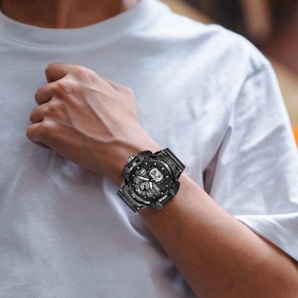 FANMIS Mens Analog Digital Sports Watch Large Face Outdoor Sports Waterproof Military Wrist Watches with Date Multifunction Tactics LED Army Watch Backlight Stopwatch (Black) - Image 40