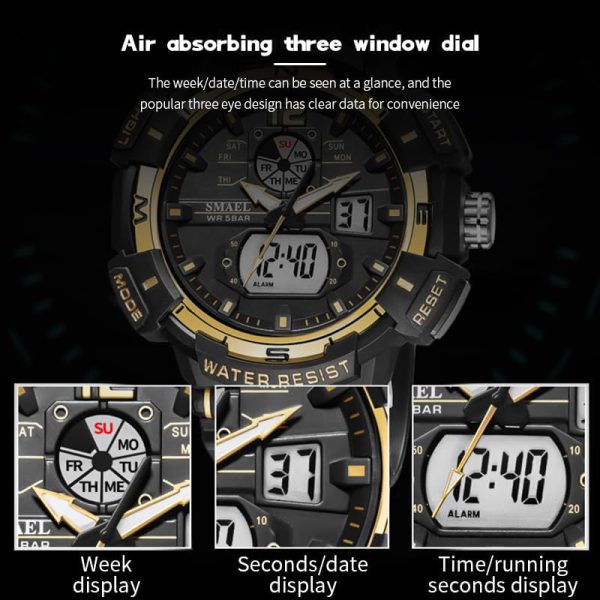 FANMIS Mens Analog Digital Sports Watch Large Face Outdoor Sports Waterproof Military Wrist Watches with Date Multifunction Tactics LED Army Watch Backlight Stopwatch (Black) - Image 42
